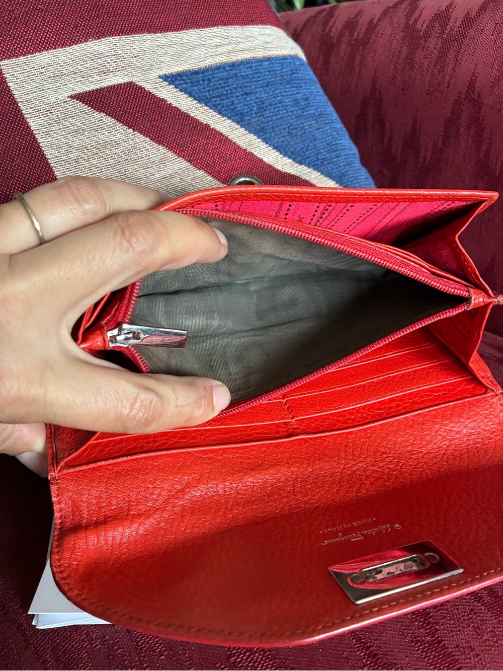 Salvatore Ferragamo Orange Pebbled Leather Clutch Purse with Original Papers - Picture 6 of 13